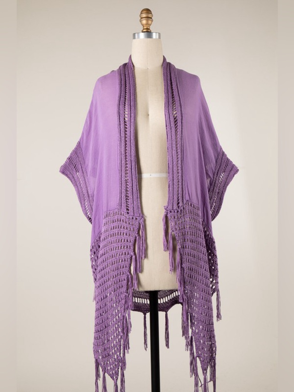 Lavender DOLMAN SLEEVE WOVEN COTTON KIMONO